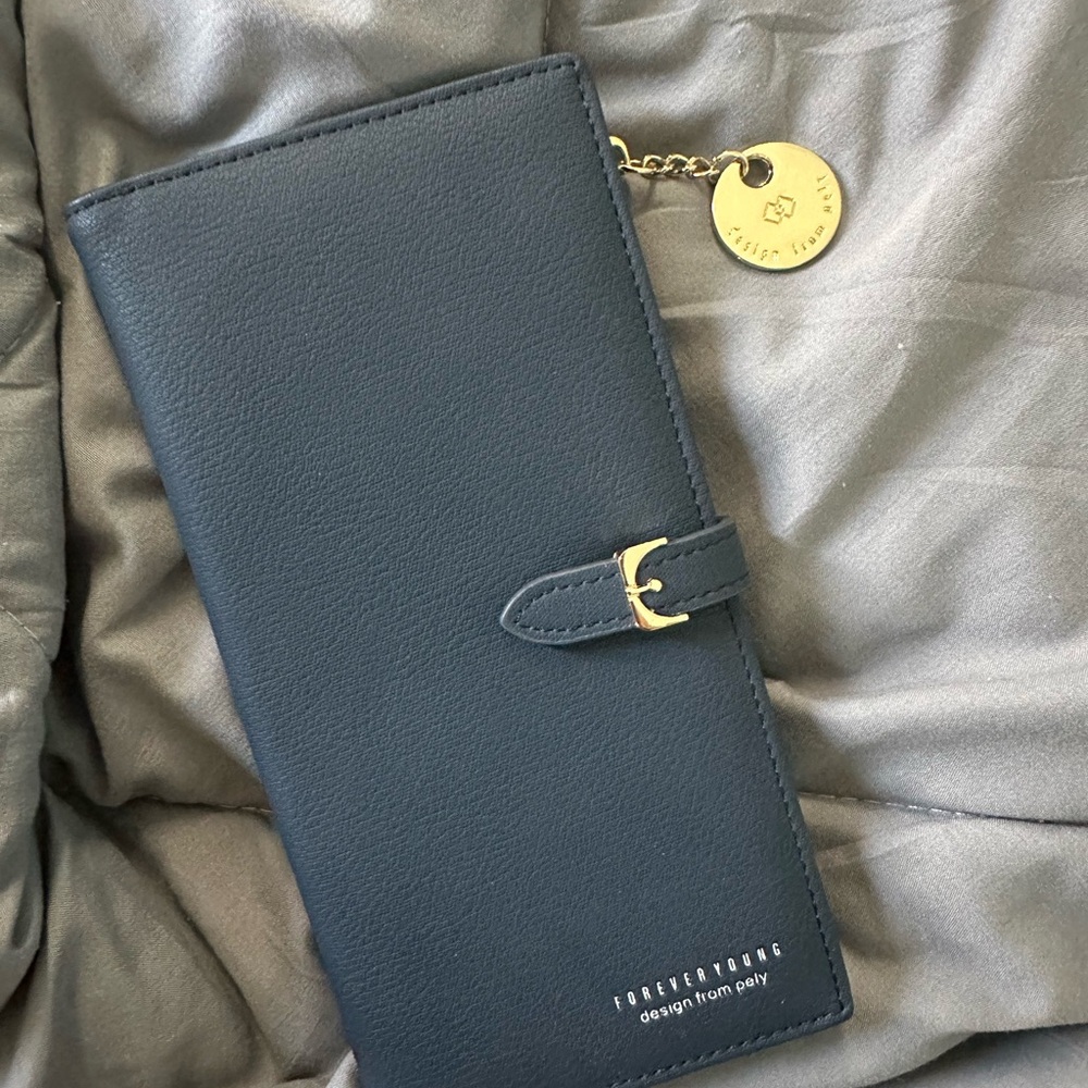 FOREVER YOUNG Navy Blue Wallet with Gold Accents (like new)